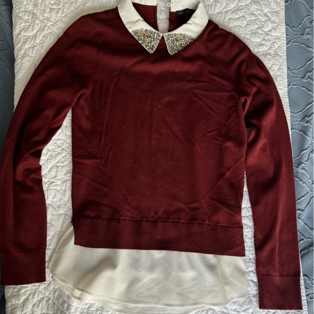 Ted Baker burgundy dress shirt with sweater